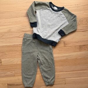 Splendid Kids Gray and Olive Sweatshirt and Jogger Set